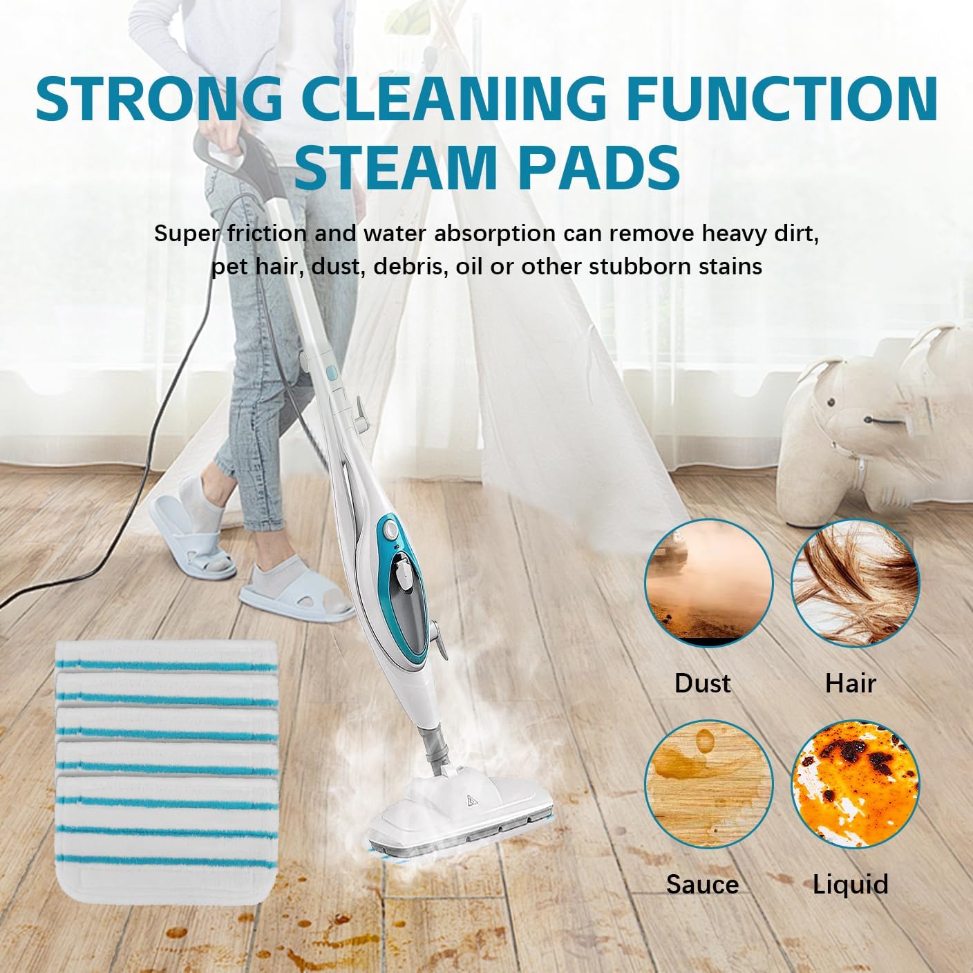 Steam Mop Pads Compatible with Black+Decker Steam Mop SM1600, SM1610, SM1620, HSM13E1, HSMC1300FX, HSMC1321, HSMC1361SG SMP20 - Washable Pads Replacement for Floor Cleaning - 12Pack