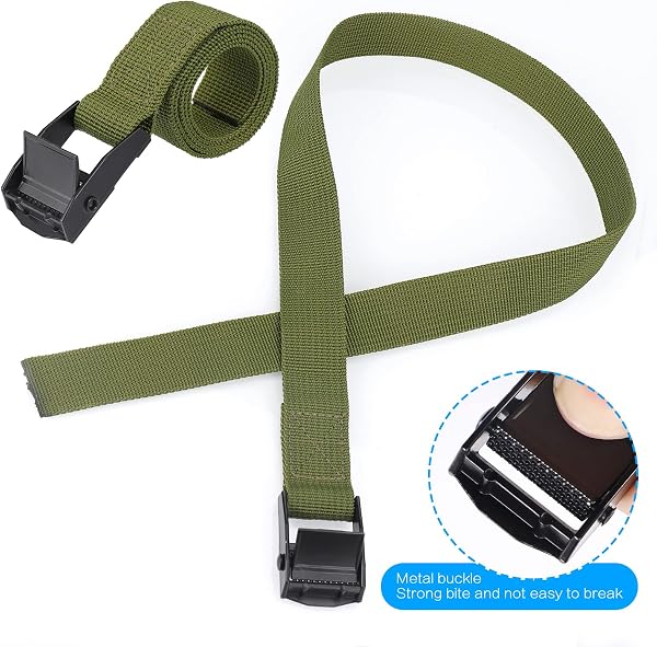 Hejo 10PCS Correa de Amarre,65x2.5CM Verde Ajustable Cinchas de Amarre Pequenas de Metal Aleación con Liberación Rápida A Prueba de Oxido Cinchas para Bicicletas, Motocicletas, Paquetes de Equipaje - 3