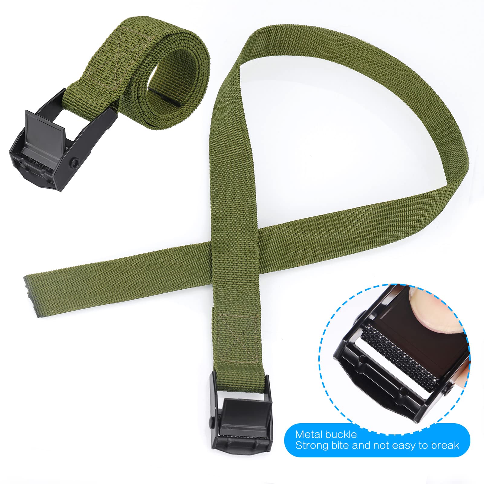 Hejo 10PCS Correa de Amarre,65x2.5CM Verde Ajustable Cinchas de Amarre Pequenas de Metal Aleación con Liberación Rápida A Prueba de Oxido Cinchas para Bicicletas, Motocicletas, Paquetes de Equipaje — view 3