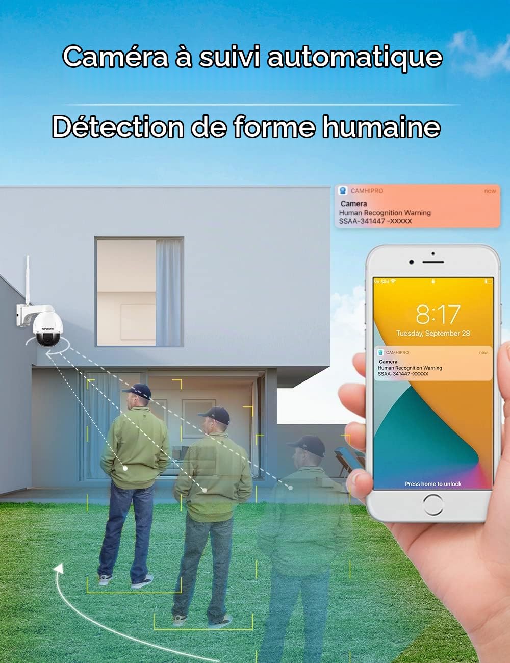 S10C 5MP 940nm IR Caméra IP WiFi Extérieure Dôme Pan Tilt | Détection Humaine, Suivi Automatique, Audio Bidirectionnel, Carte SD 32G Incluse, Vision Nocturne, RTSP, 360° Vision, IP66