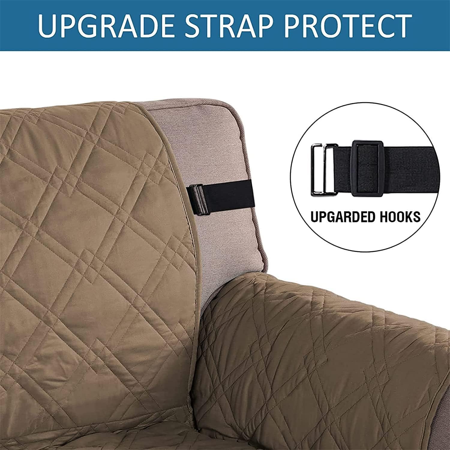 FXBZA Waterproof Recliner Slipcover Quilted Recliner Chair Cover with Elastic Straps, Washable Living Room Reclining Couch Cover for Kids and Pets (Color : Taupe, Size : 30inch)