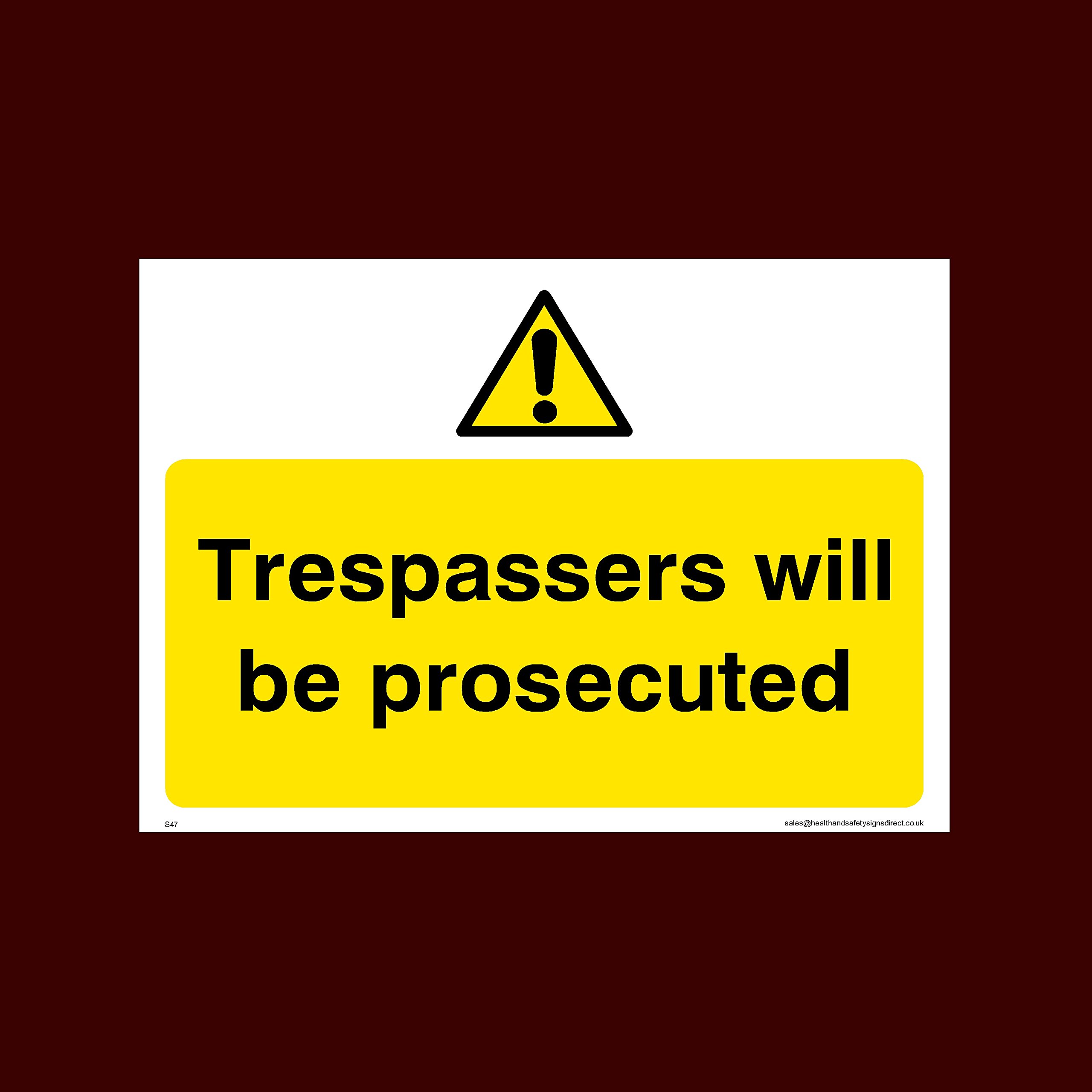 Ussp&S Trespassers Will Be Prosecuted Sticker/Self Adhesive Sign (S47) - Cctv, Security, Warning, Alarmed, Surveillance, Camera, Dogs, Premises