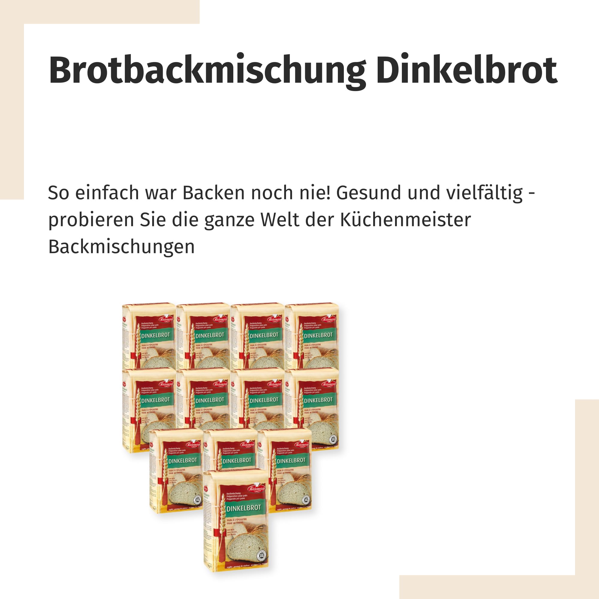 BIELMEIER 12 KG KÜCHENMEISTER Brotbackmischung Dinkelbrot a 1 KG Frießinger Mühle