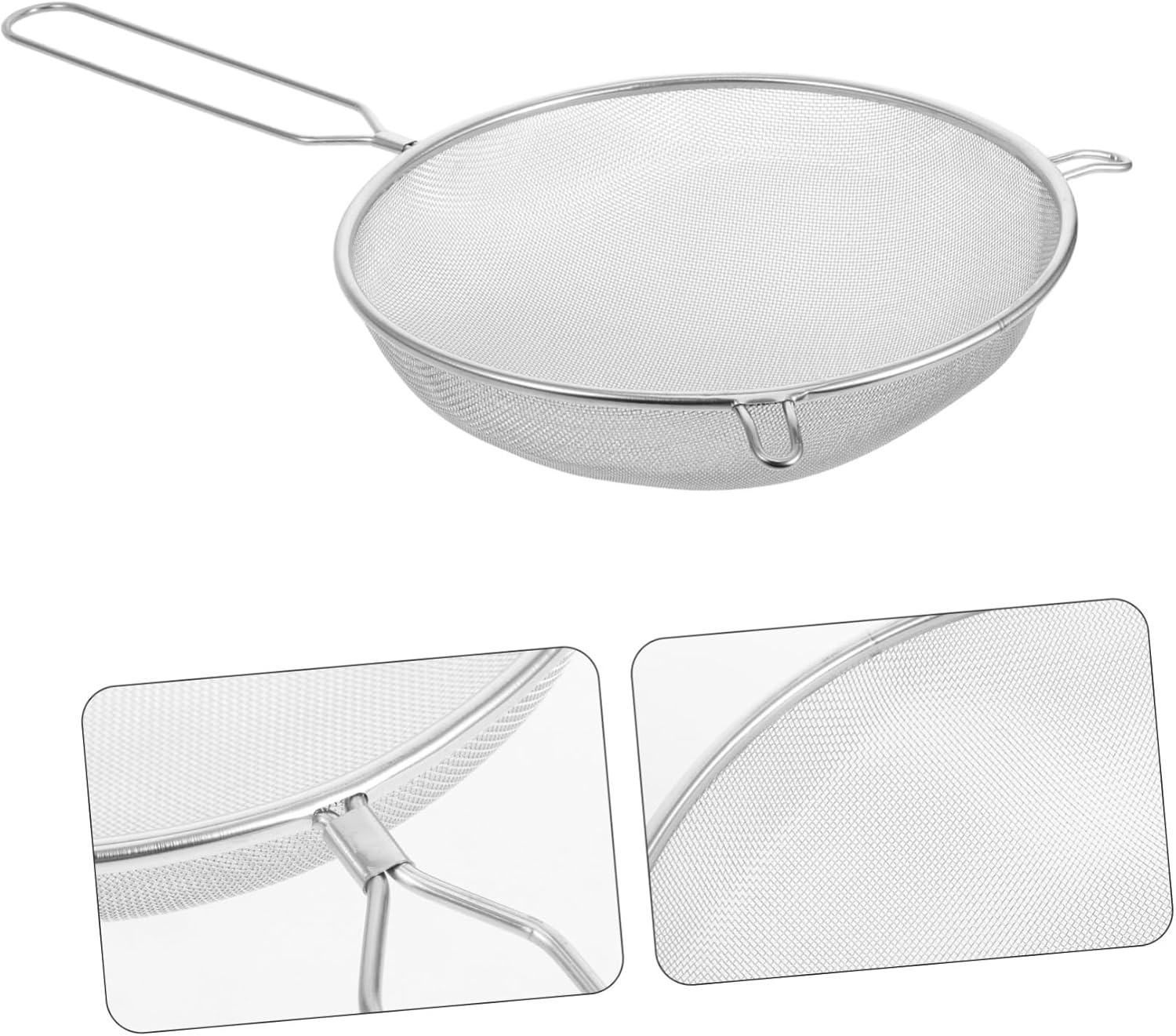 2pcs Fine Mesh Kitchen Strainer Food Serving Spoon Stainless Steel Strainer Scoop Long Handle Colander for Spaghetti Noodles