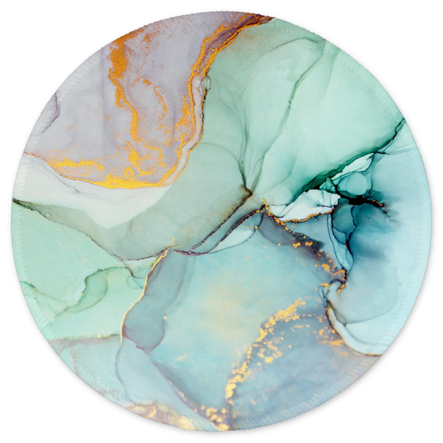 ITNRSIIET Round Mouse Pad with Stitched Edge Premium-Textured Waterproof Non-Slip Rubber Base Desktop Protection Mat Diameter 8.7 inches, Modern Marbling