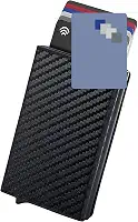 Carteira Porta Cartão Slim Pop-Up Automática em Couro com Proteção RFID e Ejeção Inteligente Antifurto Unissex Compacta
