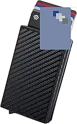 Carteira Porta Cartão Slim Pop-Up Automática em Couro com Proteção RFID e Ejeção Inteligente Antifurto Unissex Compacta