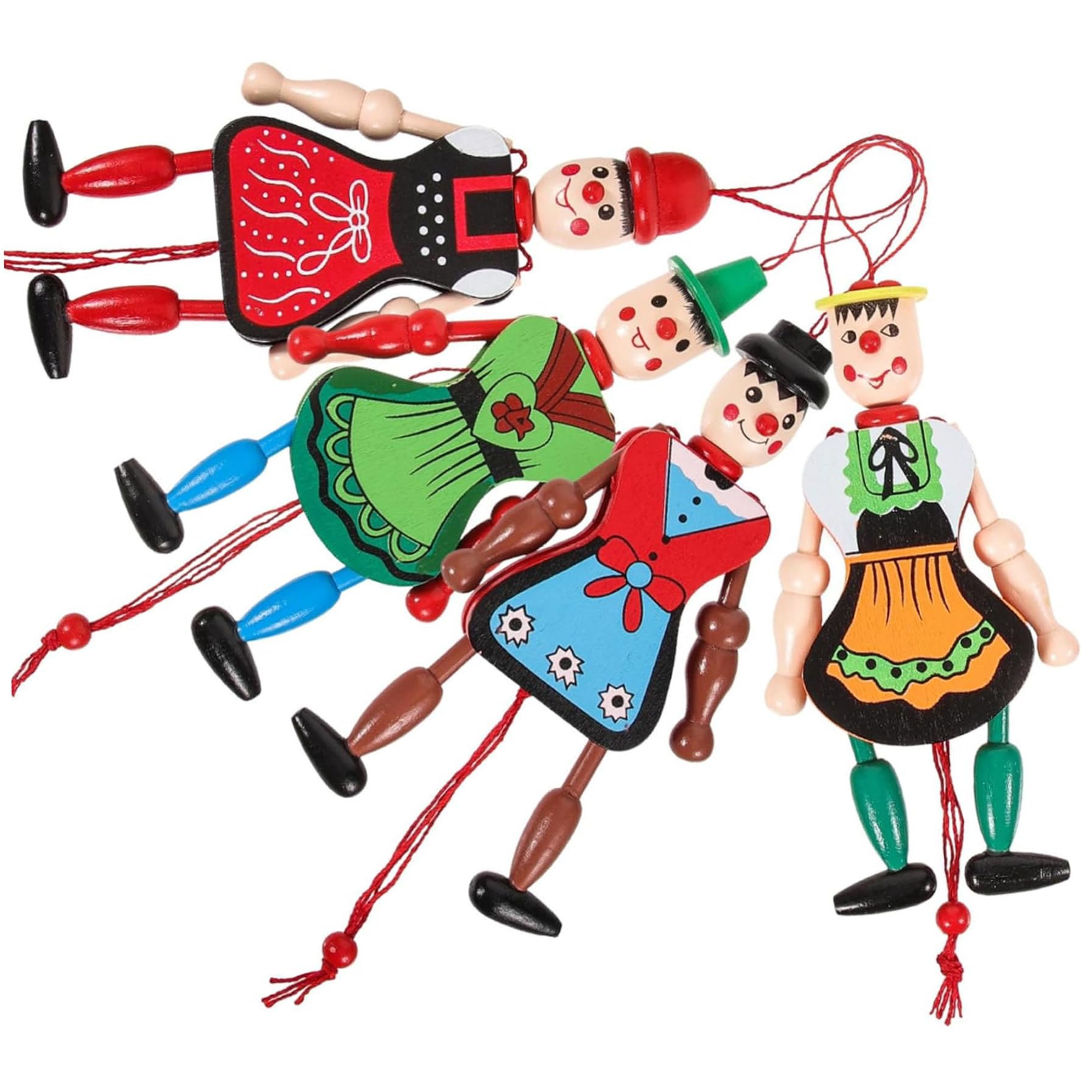 Marionette Puppets Marionette String Puppet Marioneta de Hilo de Madera Colorida para niños con extremidades móviles Muñecas de Madera Hechas a Mano.