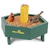 MIXXIDEA Ground Bird Feeder for Outdoors, Wooden Mesh Seed Tray for Bird Feeders, Great Attracting Garden Yard Decoration for Wild Birds Squirrels Chicken Dove, Green
