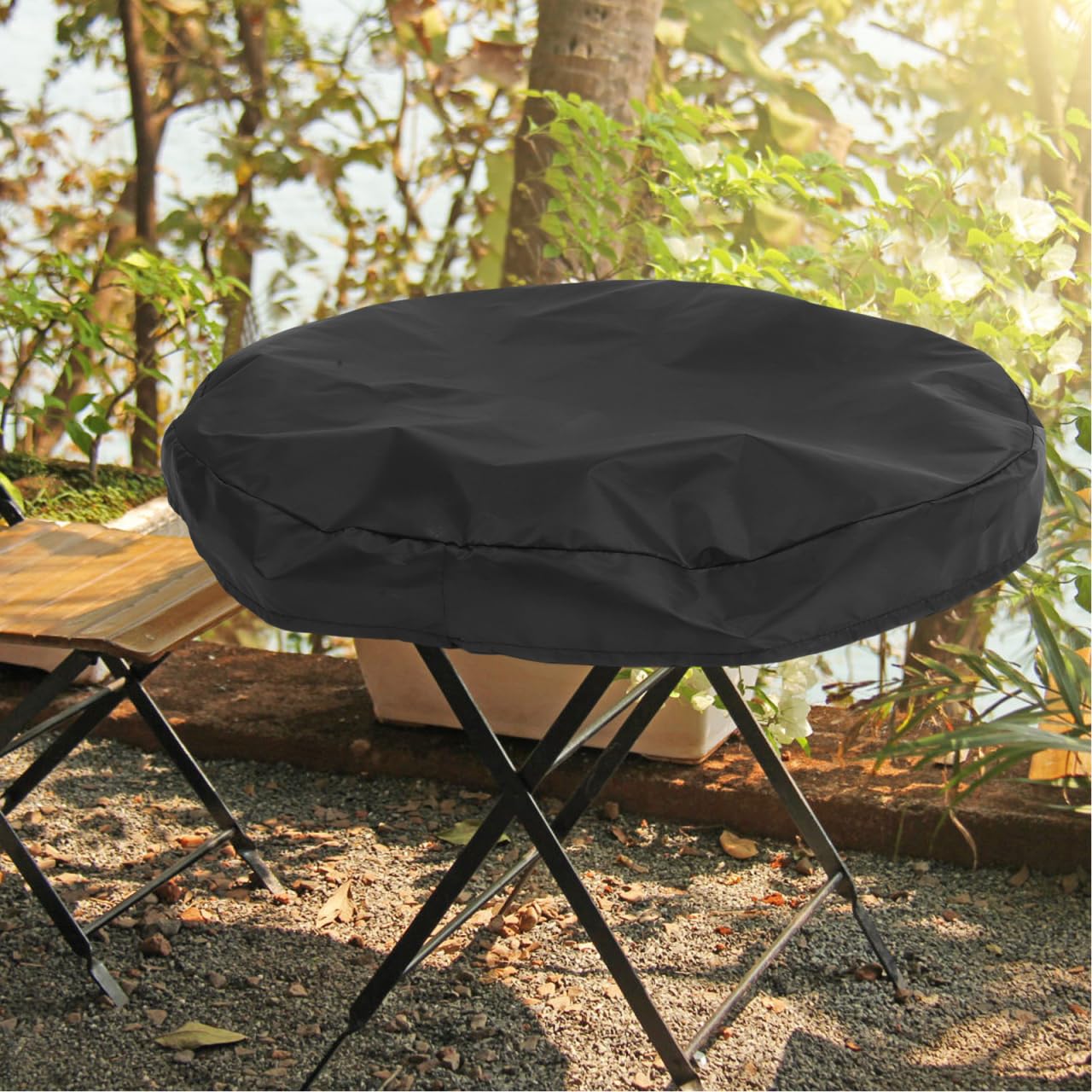 VICASKY Housse de protection ronde en tissu Oxford de 100 cm de diamètre - Résistante aux intempéries - Pour braseros de jardin et tables de barbecue en plein air