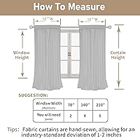 Vista 7 de LAMIT Natural Linen Curtains 95 Inch for Living Room, Back Tab and Rod Pocket Linen Textured Semi Sheer Curtains Light Filtering Drapes for
