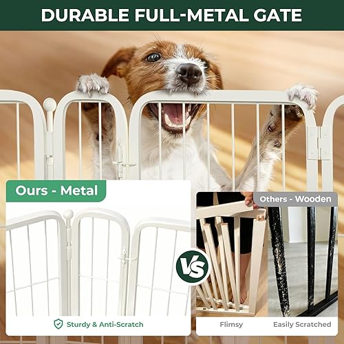 Miniatura 9 de FXW Puerta para perros extra ancha diseñada para uso en interiores, ancho ajustable de hasta 165 pulgadas de ancho (40 pulgadas de alto, 6 paneles