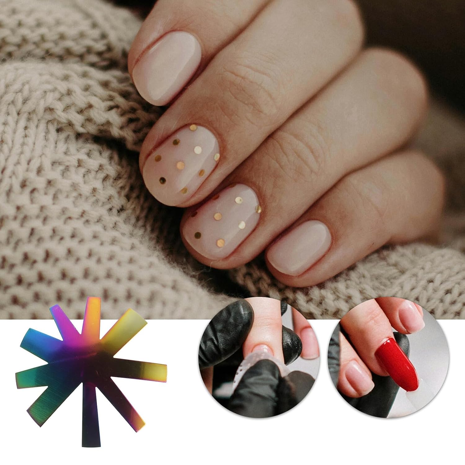 French Tip Nail Tools Kit with Steel Nail Stamper Plate for Manicure and Floral Design Cutting Tools Easy Use for Home and Professional