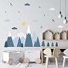 WALPLUS Blue Mountain Landscape Wall Stickers Wall Stickers Nursery Removable Self-Adhesive Mural Art Decals Vinyl Home Decoration DIY Living Bedroom Decor Wallpaper Kids Room Gift Stick on Wall