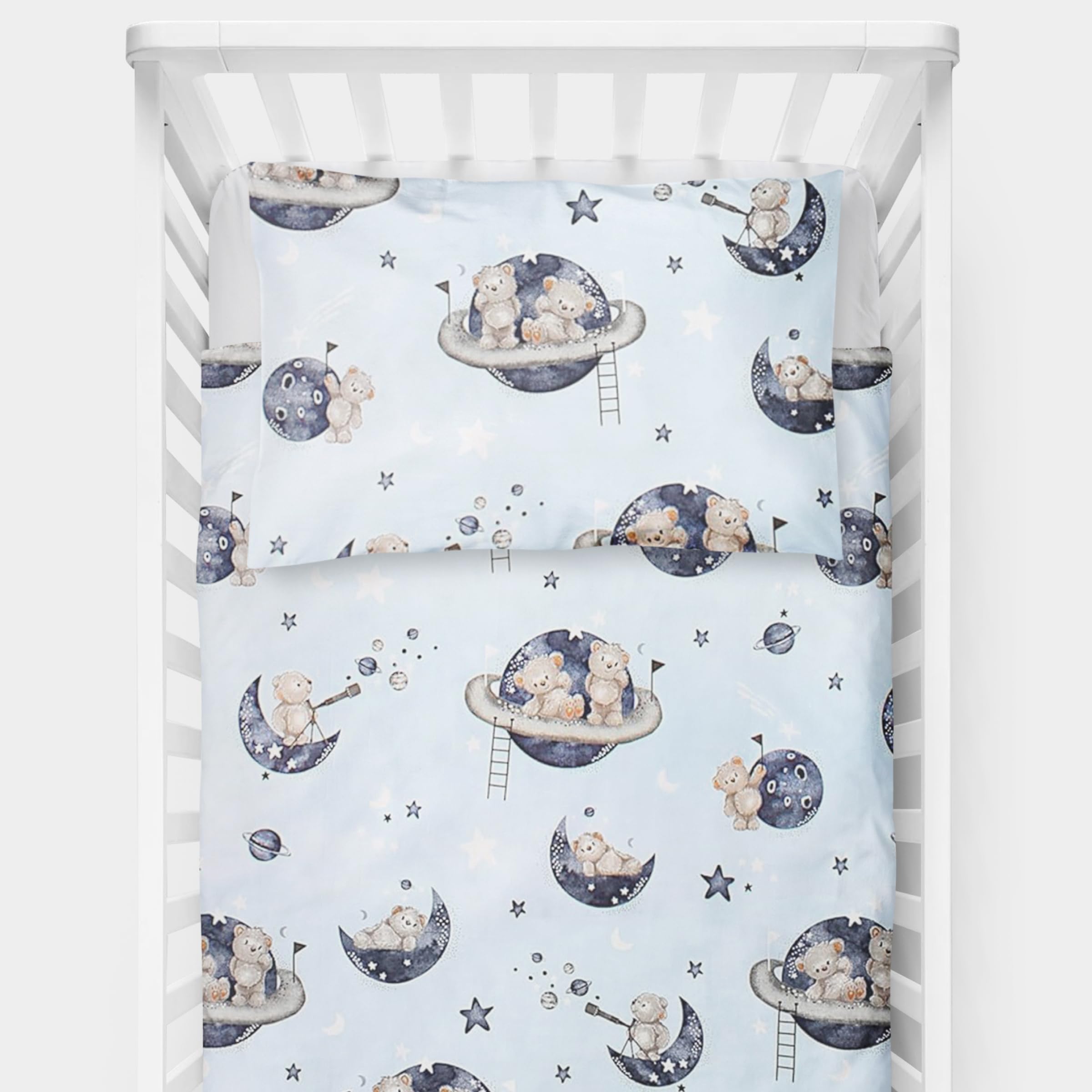 Baby Comfort 4 Piece Toddler Kids Cot Bed Set 120x90 cm Duvet Pillow Duvet Cover Pillowcase 12M+ (Foxes and rabbits) — view 18