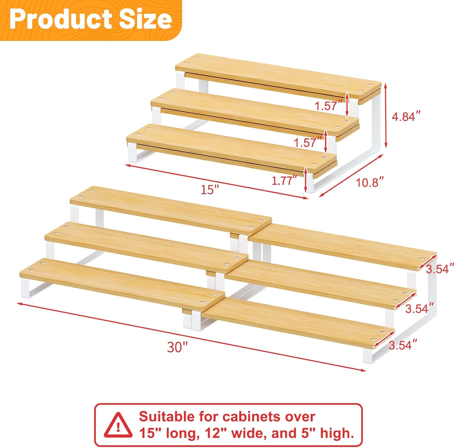 Expandable Can Organizer for Pantry, 3-Tier Adjustable Bamboo & Iron Can Rack for Cabinets, Easy Access Food Storage Shelf for Canned Goods, Soda & Soup Cans, Holds Up to 30 Cans (Patent Pending)