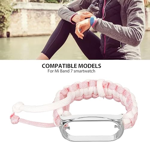 Miniatura 5 de HURRISE 2 in 1 Braided Loop Wristband, for Mi Band 7 Adjustable Stretchy Nylon Breathable Sports Strap with Metal Frame