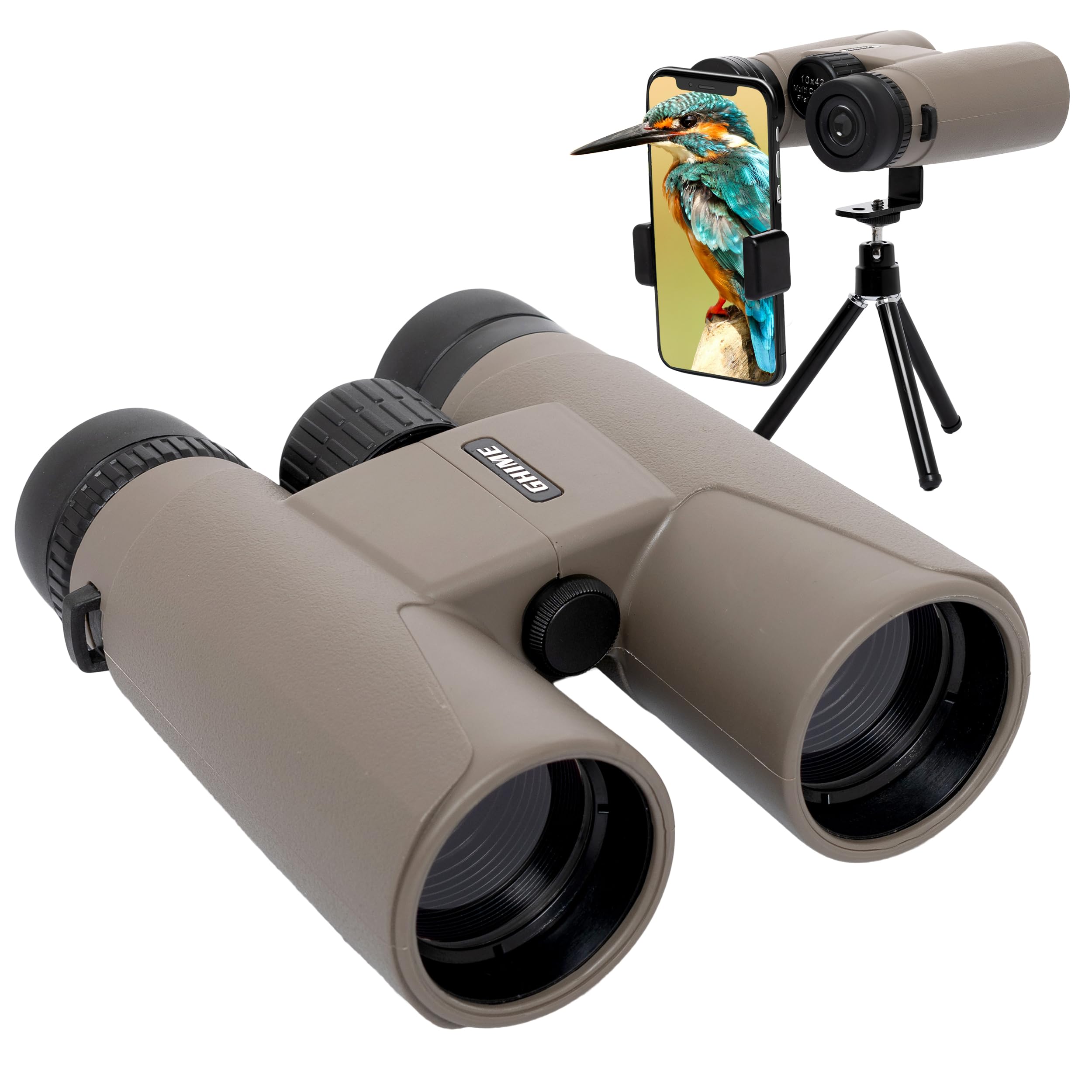 Ghime Binoculars for Long Distance, Ultra HD Binoculars for Bird Watching, Safari, Trekking with Phone Adapter and Storage Bag, 12x42 Zoom, Bright BAK 4 Glass, Range 2000 Meter (10x42 (Khakhi))-image-49