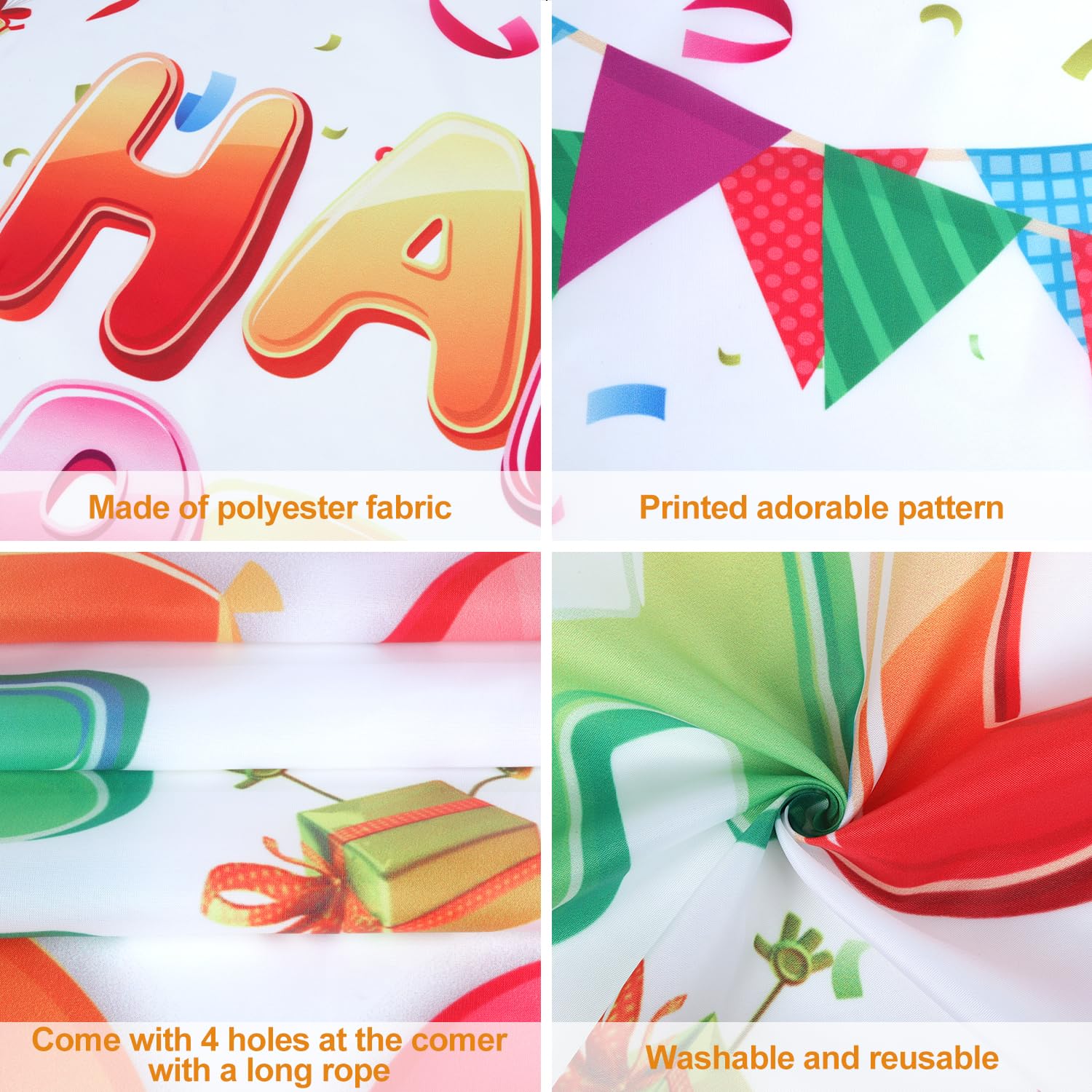 Banner Buon 10° Compleanno Oro Rosa 180x90 Cm – Striscione In Tessuto Poliestere Con Glitter – Decorazione Compleanno Ragazze E Ragazzi - 5