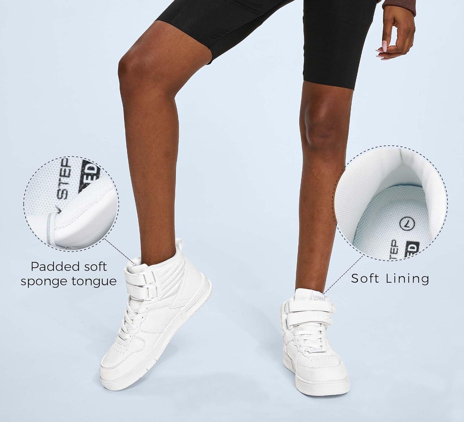 LUCKY STEP Women's High Top Fashion Sneakers Basketball Ankle Boots Walking Tennis Shoes Platform Hook and Loop Casual Faux Leather Sneaker - Image 6