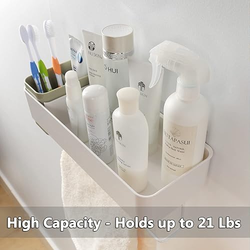 Miniatura 2 de MORNITE Organizador de pared para baño, adhesivo de almacenamiento, pequeño apartamento básico para ducha, color verde