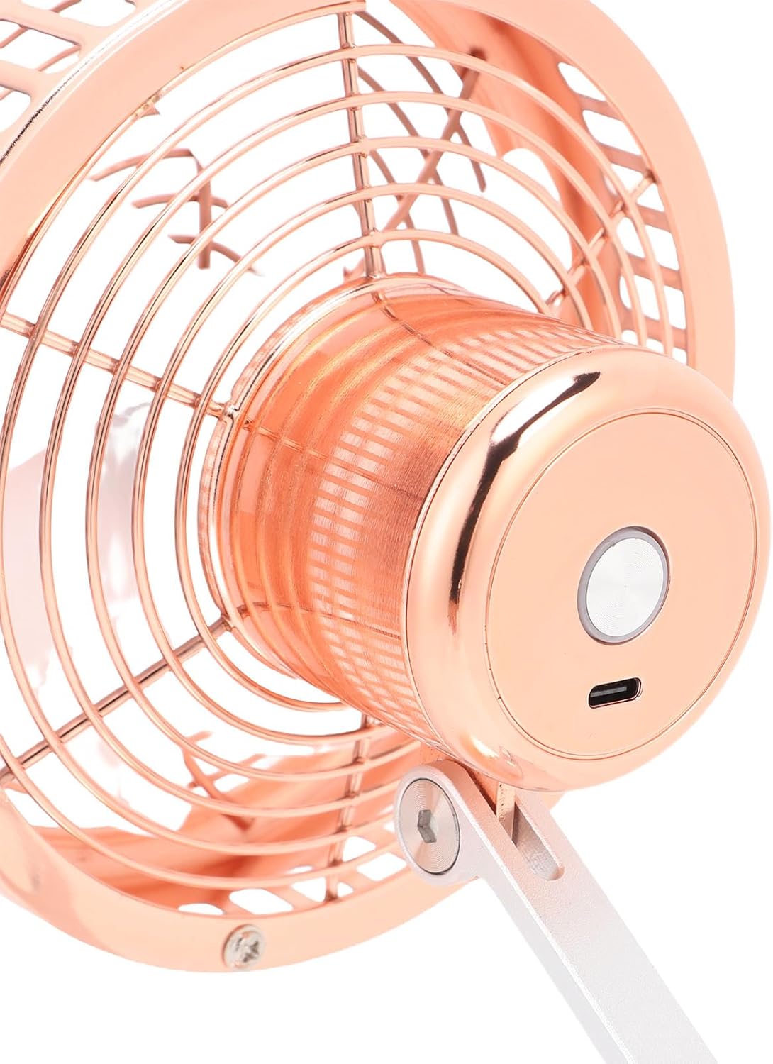 Small Quiet USB Desk Fan 3 Speed Retro Metal Fan for Home Office Nightstand Bedroom Iron 1pc (Rose Gold)
