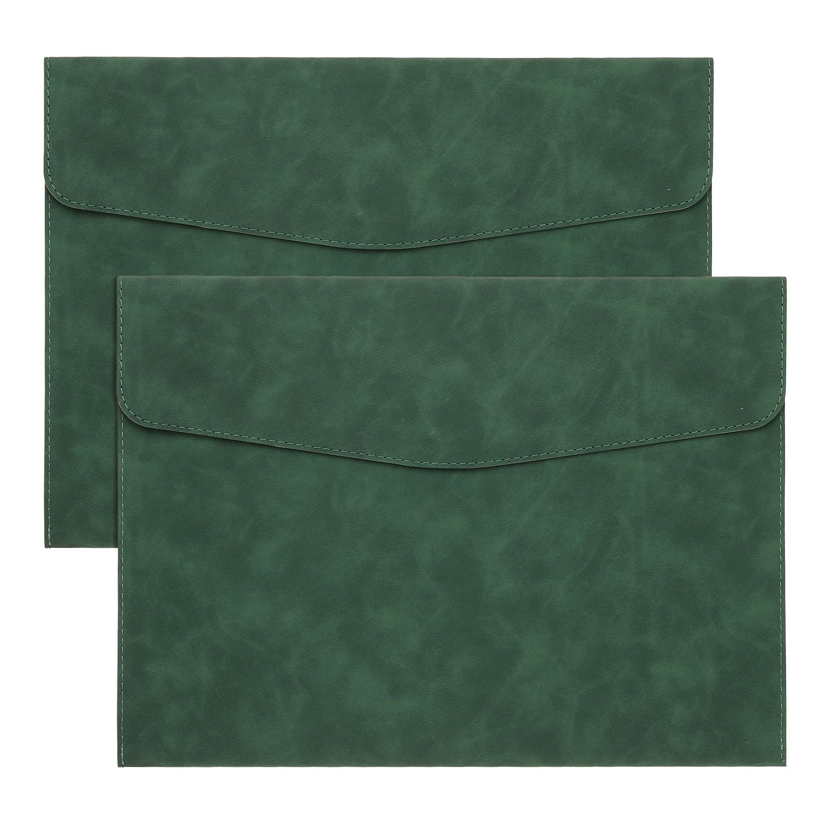 PATIKIL PU Leather A4 File Folder, 2Pcs Document Holder Filing Organizer Portfolio Envelope Folder Case with Snap Closure for Letter Receipt, Green