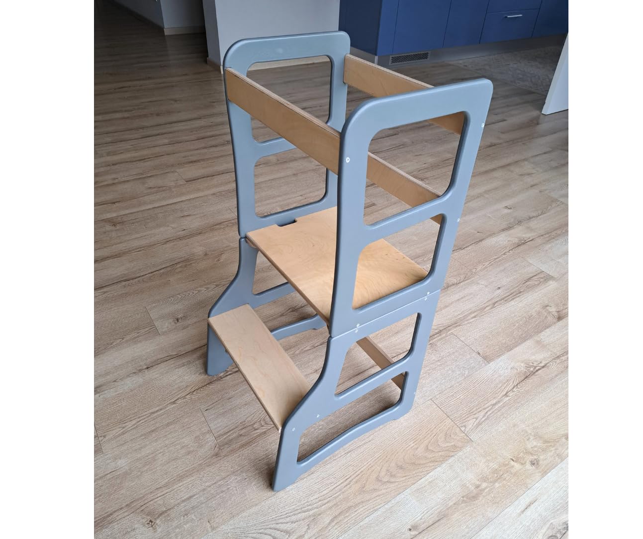 Dunorm - Lernturm Kinder Montessori, Lerntuem Tisch, Küchenhelfer Steh, Umwandelbarer Leiter Helferhocker, 2 in 1 Set Mit Hochstuhl Vorhanden, Handgefertigt
