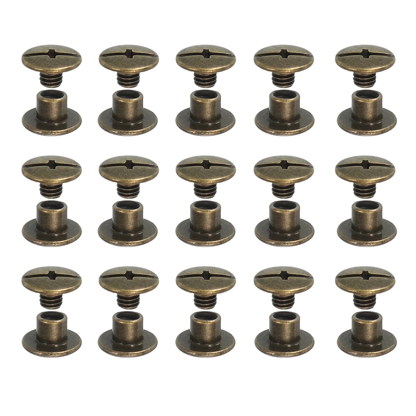 YELARXI Chicago Screws, Leather Rivets, Screw Rivets Phillips Binding Post - Fitting for (Leather Crafts - Belt - Bag - Bookbinding) M5 x 4 mm & 80 Pack & Bronze Tone