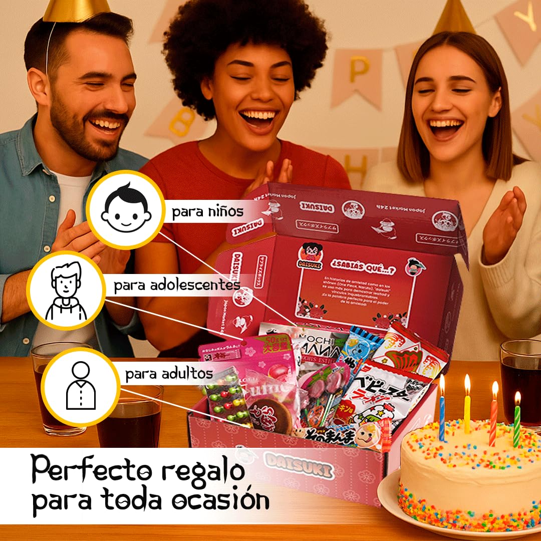 JAPON MARKET | Caja Sorpresa De Chuches Japonesas Con 20 Delicias | Chuches Cumpleaños, Golosinas Y Chucherías Japonesas, Caramelos, Dulces Y Snacks De Comida Japonesa (DAISUKI)