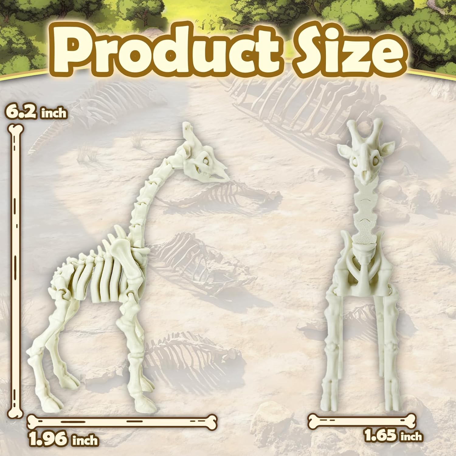 3D Printed Fossil Giraffe，3D Printed Fossil Anima Animal Bones，Perfect Desk Pet for Animal Collectors，Fidget restlessness, ADHD, Surprise Fantasy Gifts