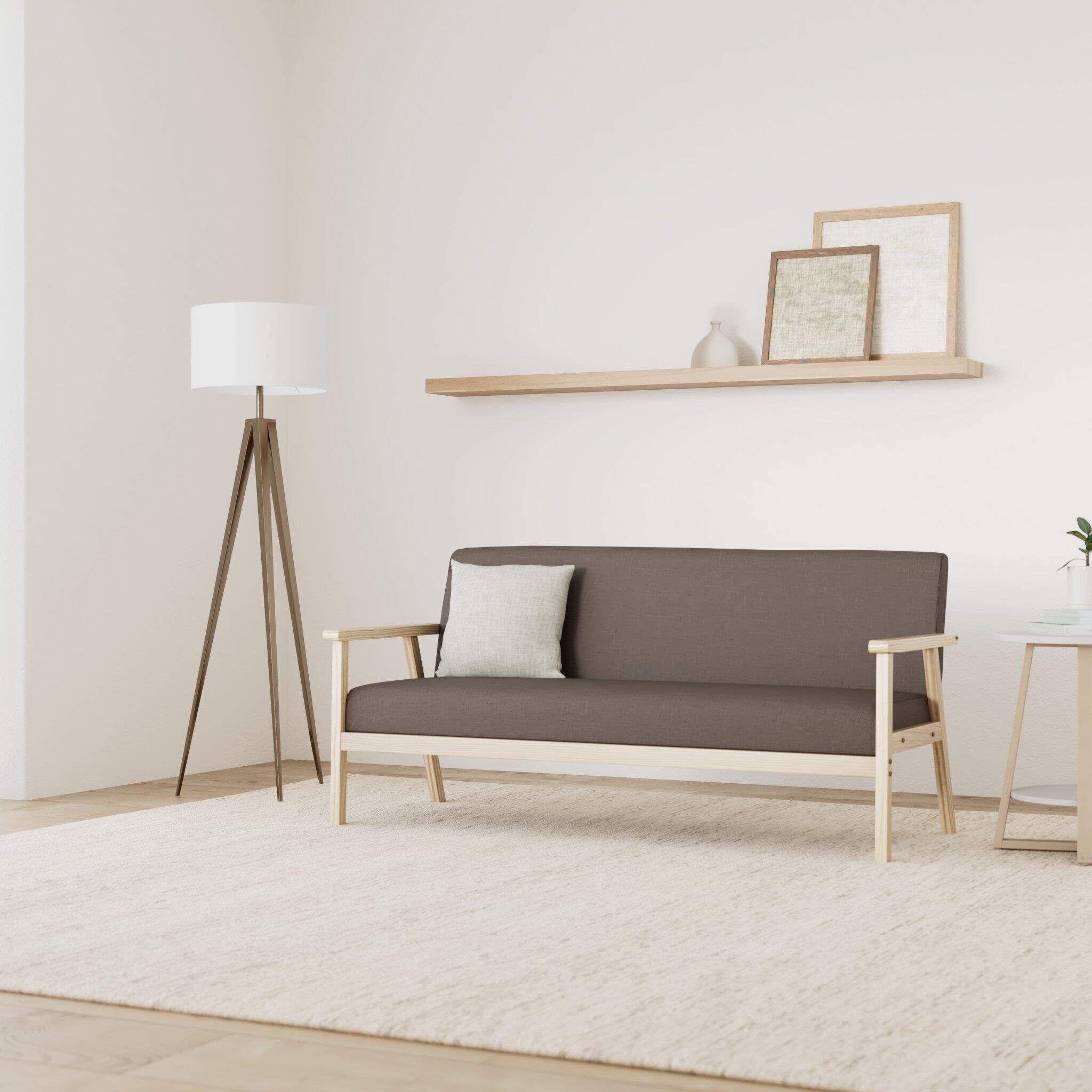 Divano WOOD Totò Piccinni - 3 Posti In Legno Di Abete Naturale, Tessuto Antimacchia (Marrone) - Foto 12