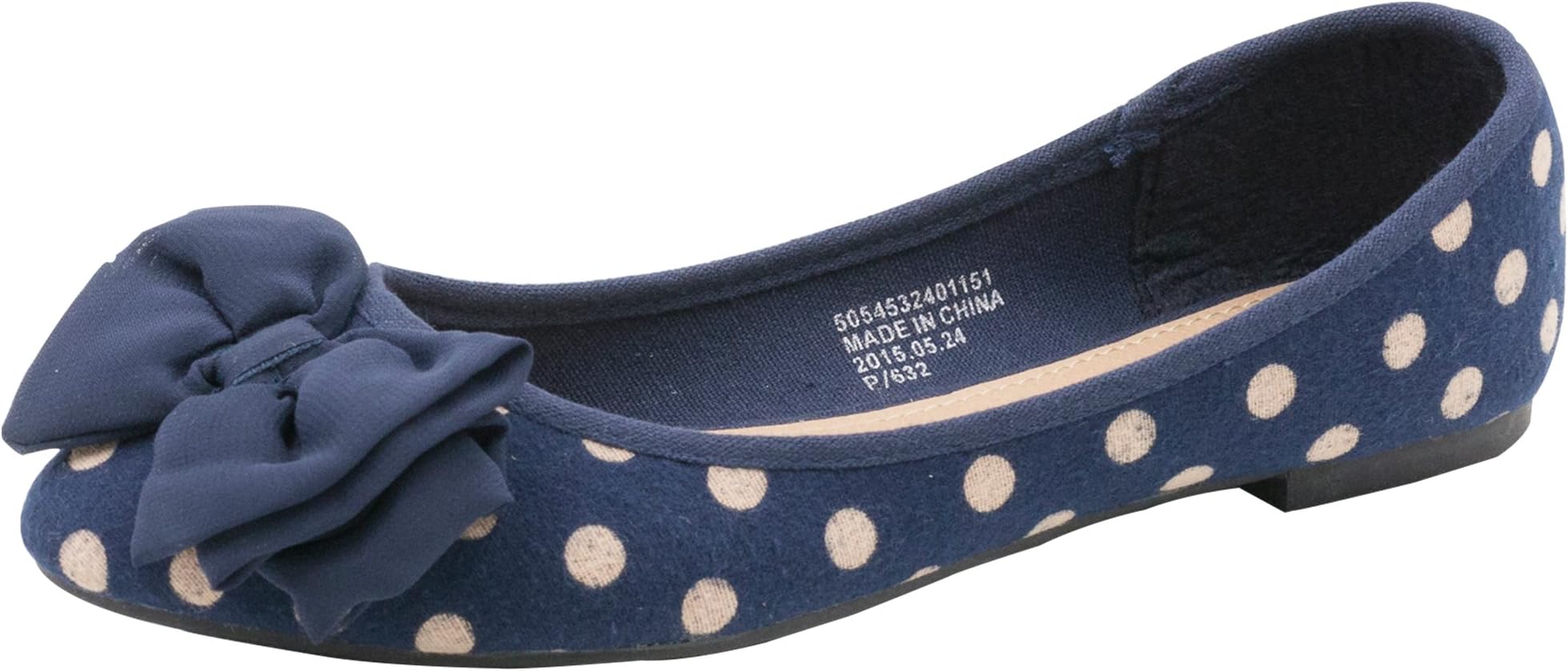 Spaceway Women's Ballet Flats with Bow (6 B(M) US) Navy Blue