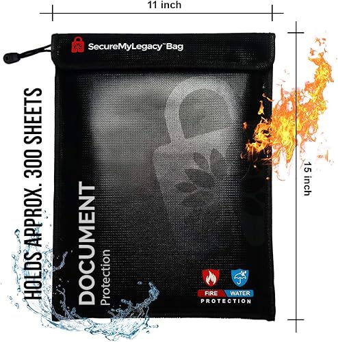 Miniatura 6 de Secure My Legacy - Bolsa ignífuga bolsas impermeables e ignífugas para documentos, soporte para documentos con almacenamiento resistente al fuego