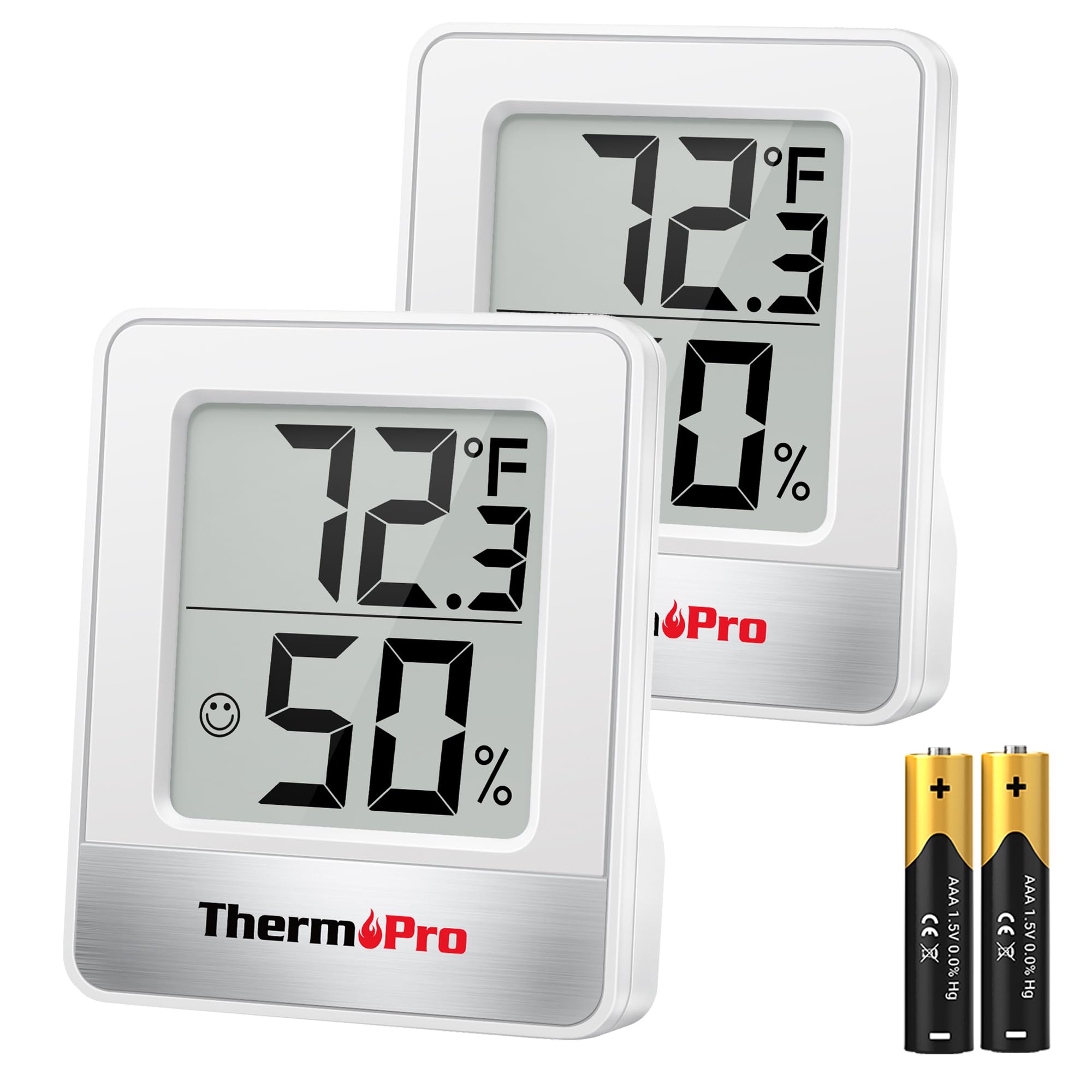 ThermoPro TP49 2 Pieces Digital Hygrometer Indoor Thermometer Humidity Meter Mini Hygrometer Thermometer with Temperature and Humidity Monitor