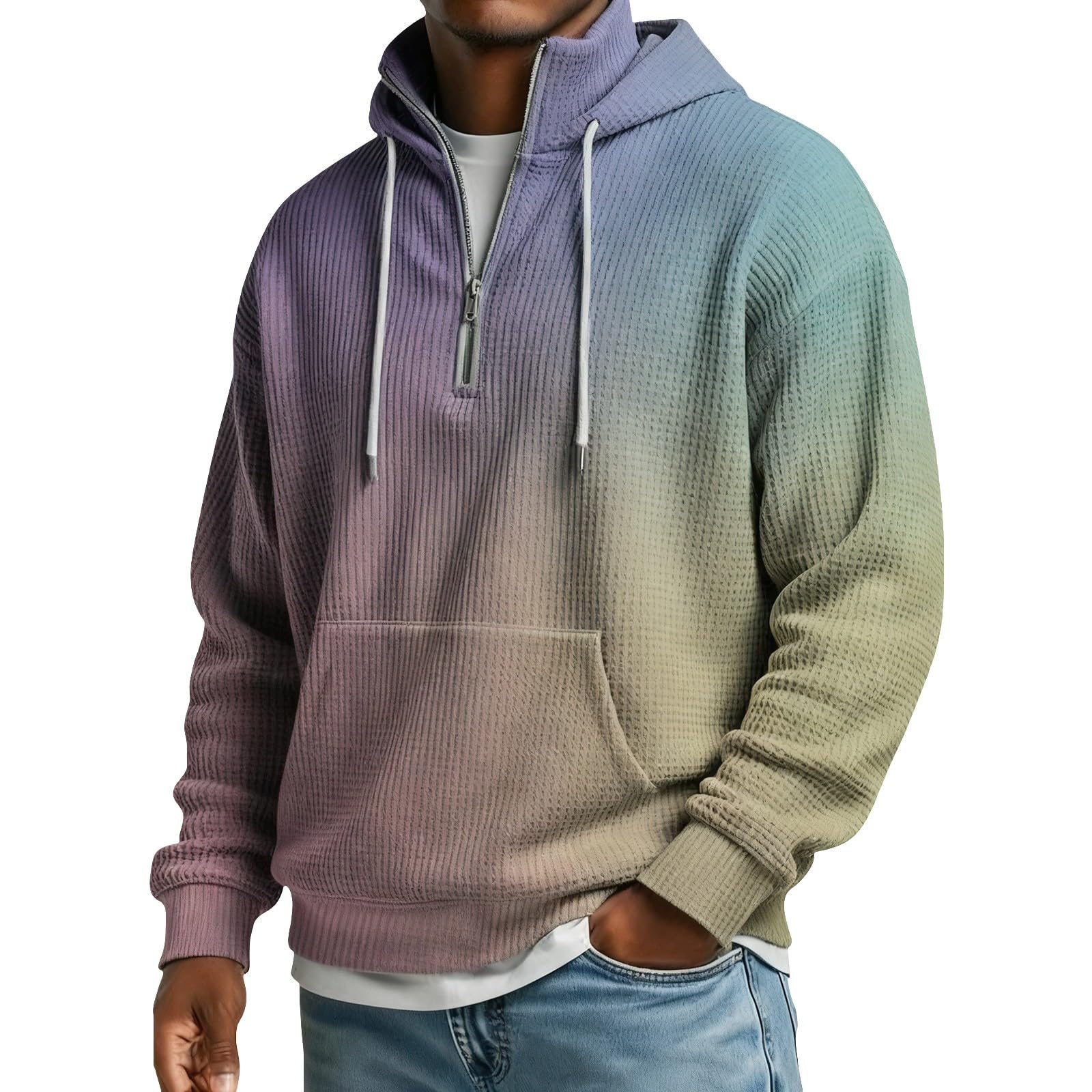 Sudaderas Hombres con Capucha Sudadera De Manga Larga Botones para Hombre, Estilo Casual Otoño E Invierno. Impermeable Hombre (Purple, S) Ropa Deporte Kit Pesca Disfraz Vigilante La