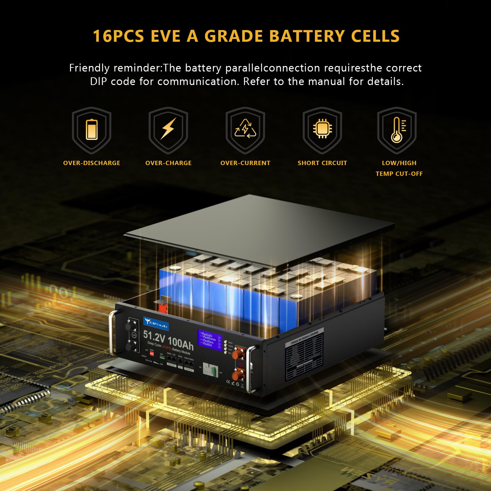 LiFePO4 48 V 100 Ah Bluetooth con 100 A BMS, 5,12 kWh 48 V batteria al litio supporto inverter di comunicazione per impianto solare, set completo, impianto fotovoltaico, camper