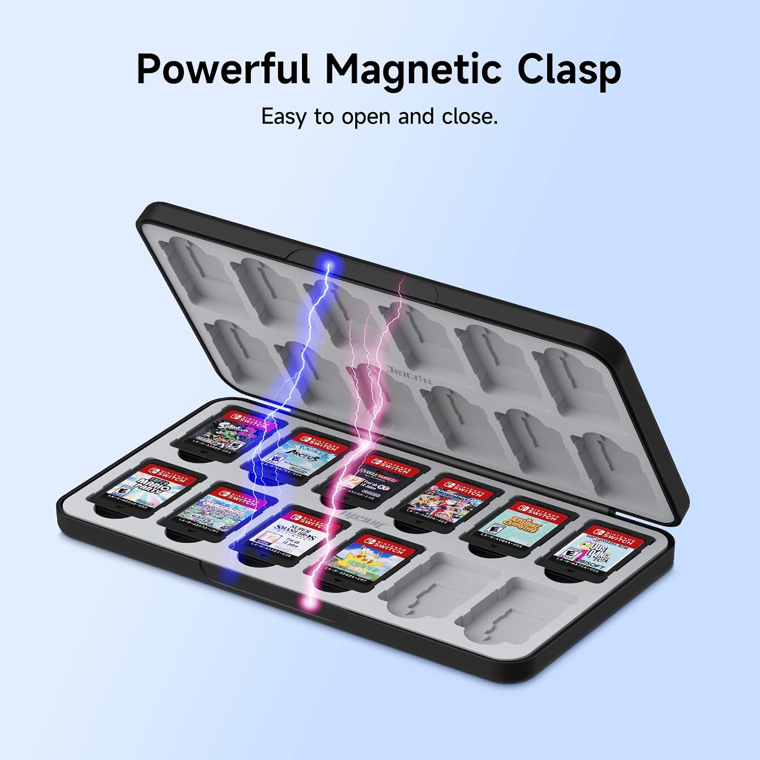 24-Slot Switch Game Card Case Compatible with Switch Games & SD Cards, the Games Holder Organizer Suitable for Switch, Lite & OLED Game Cards, Black