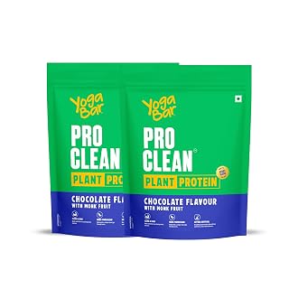 Yogabar Pro Clean Plant Protein | Chocolate Flavour with Monk Fruit | 25g Protein per Serving | Clean & Natural Blend | 500g Pack of 2 - Amazon product rated Grade A