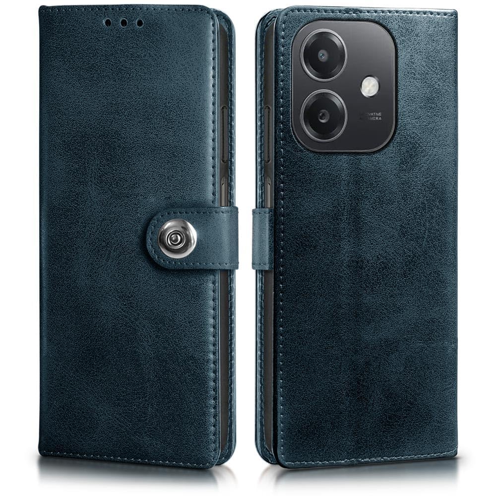 KashiVerse Genuine Leather Inside Back TPU Wallet Button