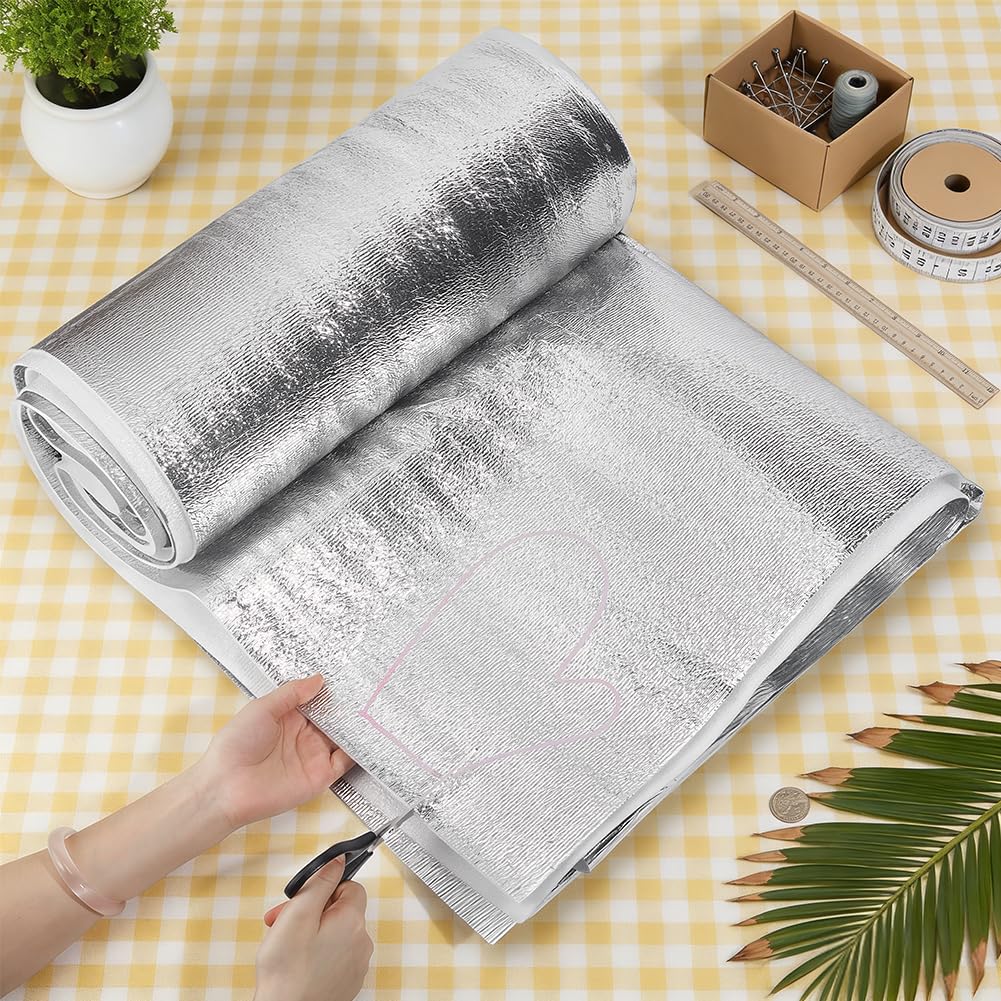 BENECREAT Matelassage résistant à la chaleur 500x90cm, Matériau d'isolation thermique argenté avec feuille d'aluminium et mousse EPE pour projets de couture et artisanat DIY, Épaisseur 3mm