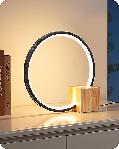 EDISHINE Lámpara de mesa LED, lámpara de noche con control táctil, temperatura de 3 colores, atenuación continua máxima de 475 lúmenes, lámpara de