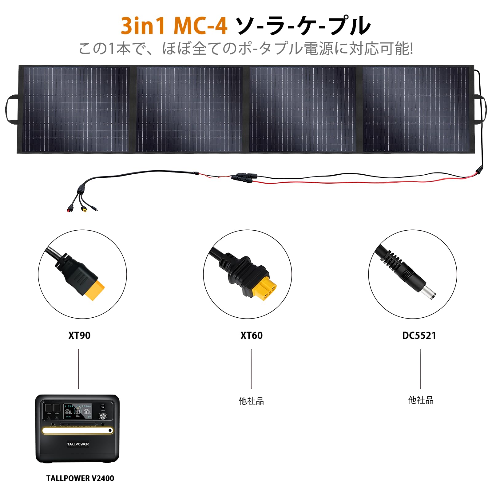 Solarplay 煙り ソーラーパネル 200W 折りたたみ MC-4出力（直列＆並列 