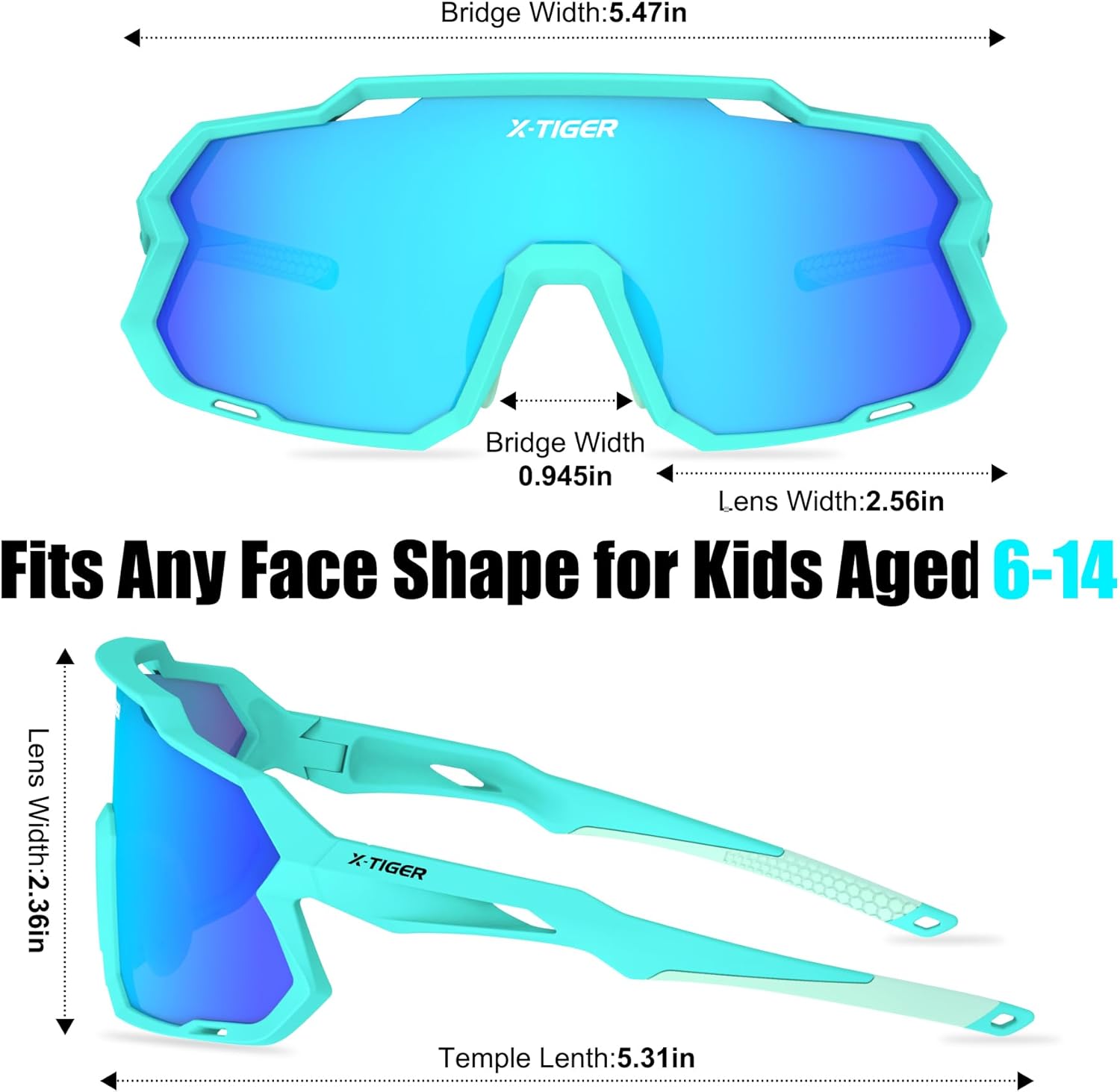 X-TIGER Kids Sunglasses Polarized Youth Baseball Sunglasses for 8-14 boys girls UV400 Sports Softball Cycling Glasses