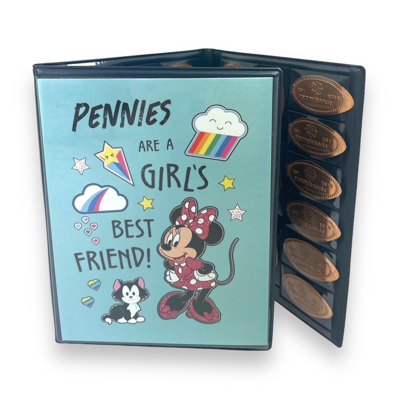 Pennybandz Penny Postcard Tri-Fold Pressed Penny Collector Book Holds 60 Pressed Pennies and Your Favorite Postcard for Your Cover (Minnie Mouse