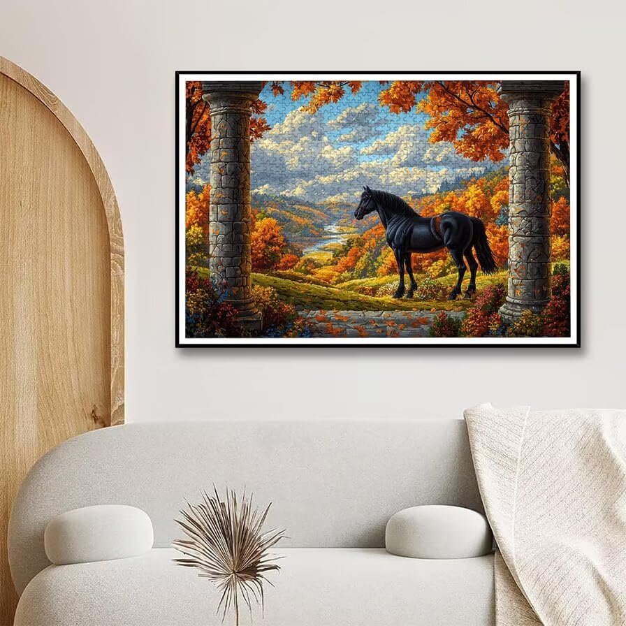 Puzzle 1500 Piezas, Puzzle Animal con Caja Regalo, Caballo Puzzles 1500 Piezas Adultos, Medidas: 87 x 57 cm, Rompecabezas Adultos de Madera, Rompecabezas para Decoración Hogar, Regalo Mujer, -6348