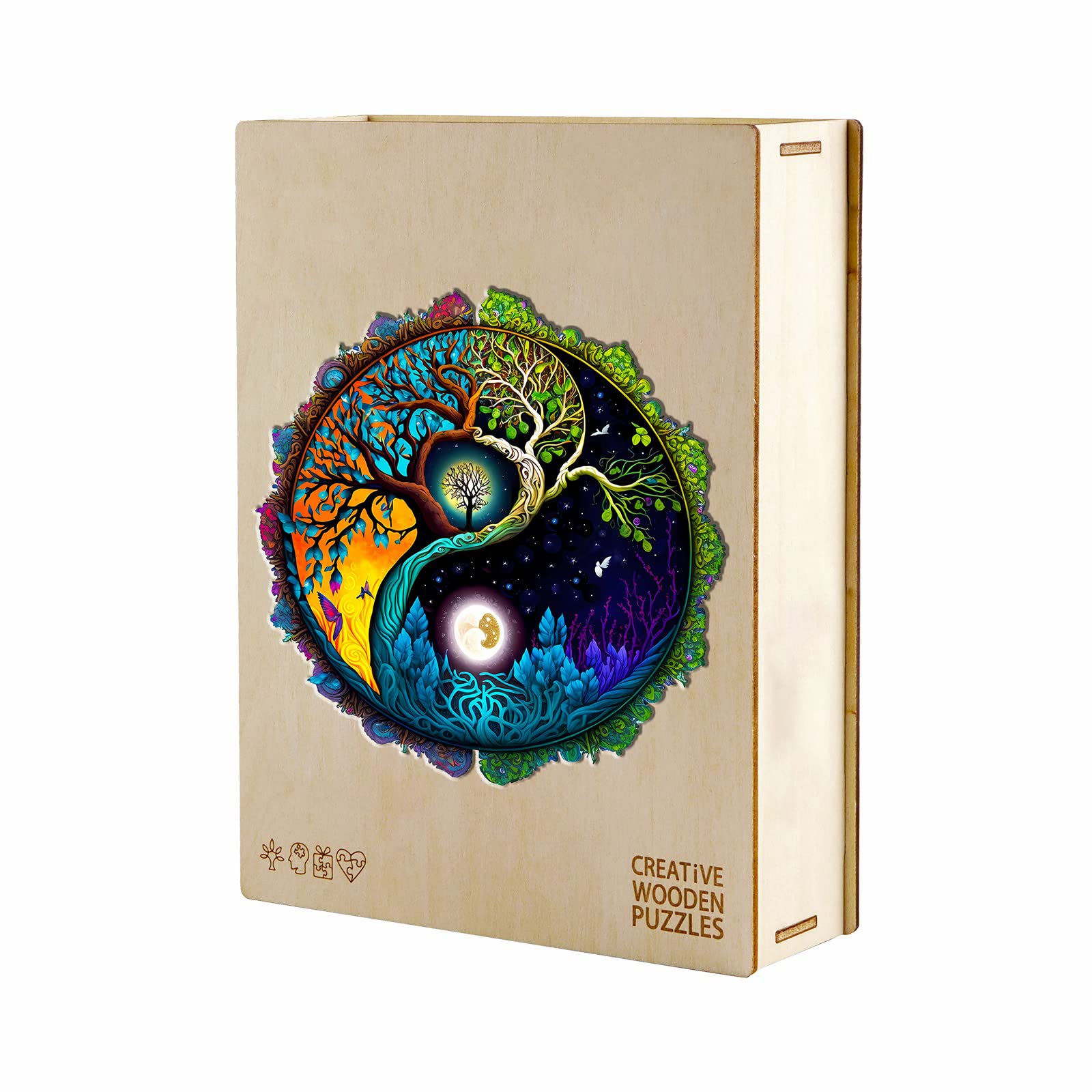 Holzpuzzle Erwachsene 630 Stück,Yinyang Baum 4 Holzpuzzle Einzigartige Tierform Puzzleteile,Holz Puzzle, Puzzle aus Tierteilen, Puzzle Holz Erwachsene mit Geschenkbox aus Holz(XL-20 * 20in)