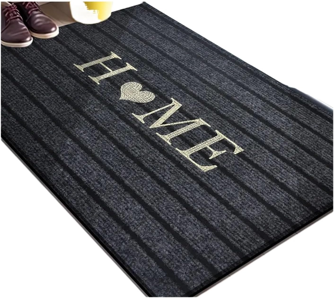 1pc Flocking Solid Color Seven Stripe Foot Mat, Door, Entrance, Shower Room, Absorbent Small Carpet, Gentle Machine Wash(1A1641)