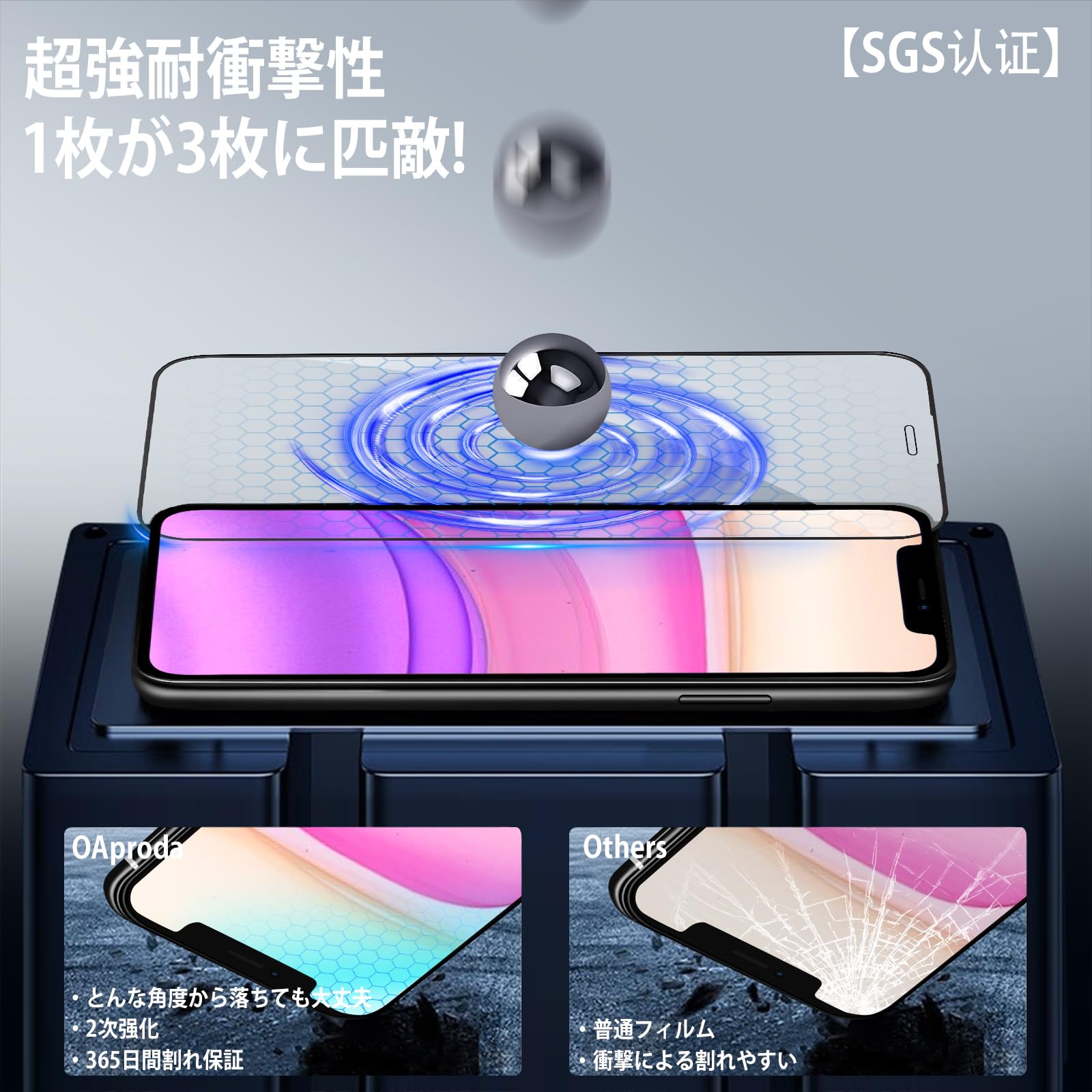 Amazon | OAproda ガラスフィルム iPhone 11 / XR 用 全面保護 