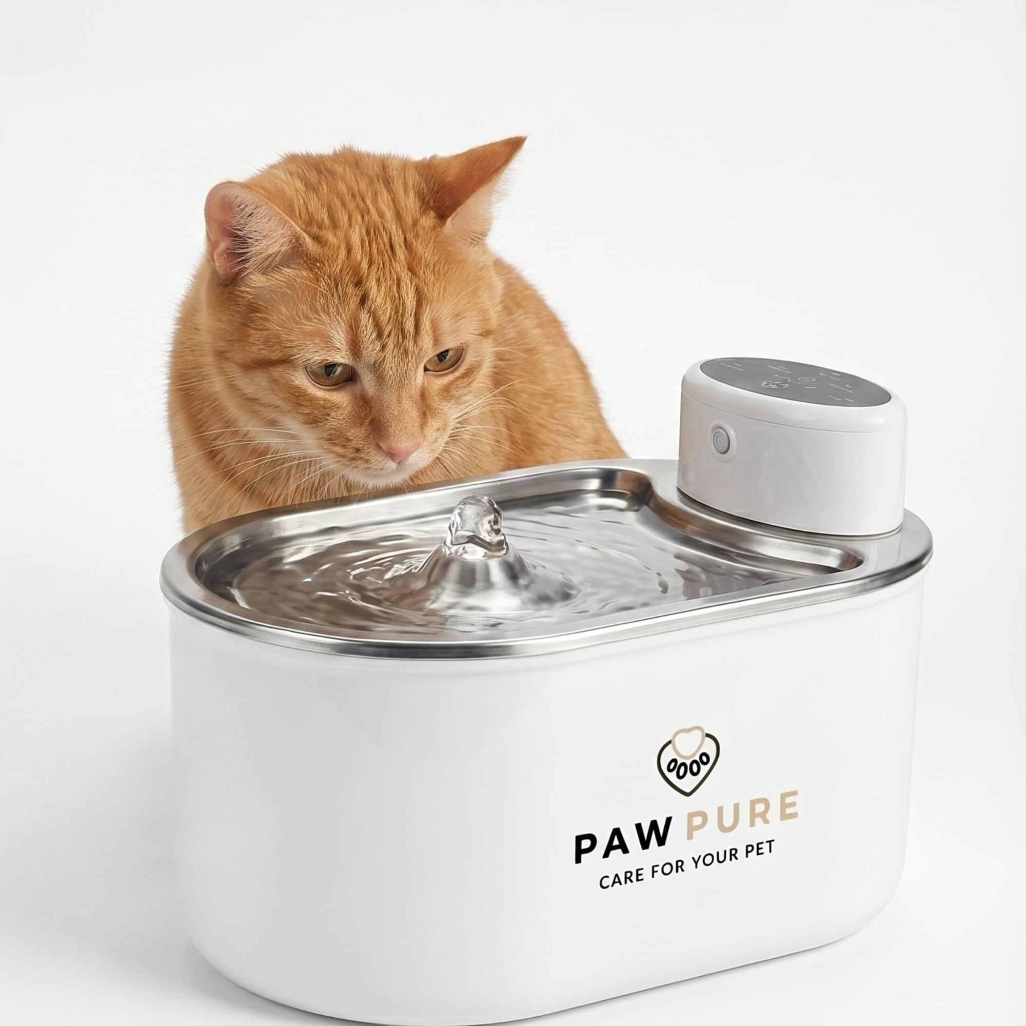 Fuente de agua para gatos de acero inoxidable y fuente de agua inalámbrica para perros, dispensador automático de agua para mascotas, batería inalámbrica de 30 días, 20 dB ultra silenciosa, para gatos